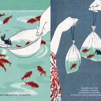 QUATRE POISSONS ROUGES ET UN VOILE DE CHINE